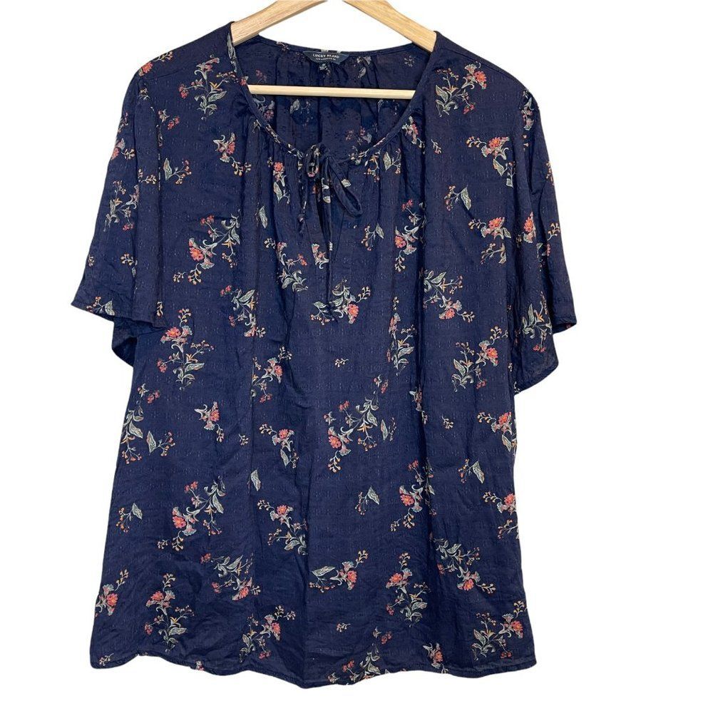 Lucky Brand Floral Short Sleeve Blouse Size 3x
